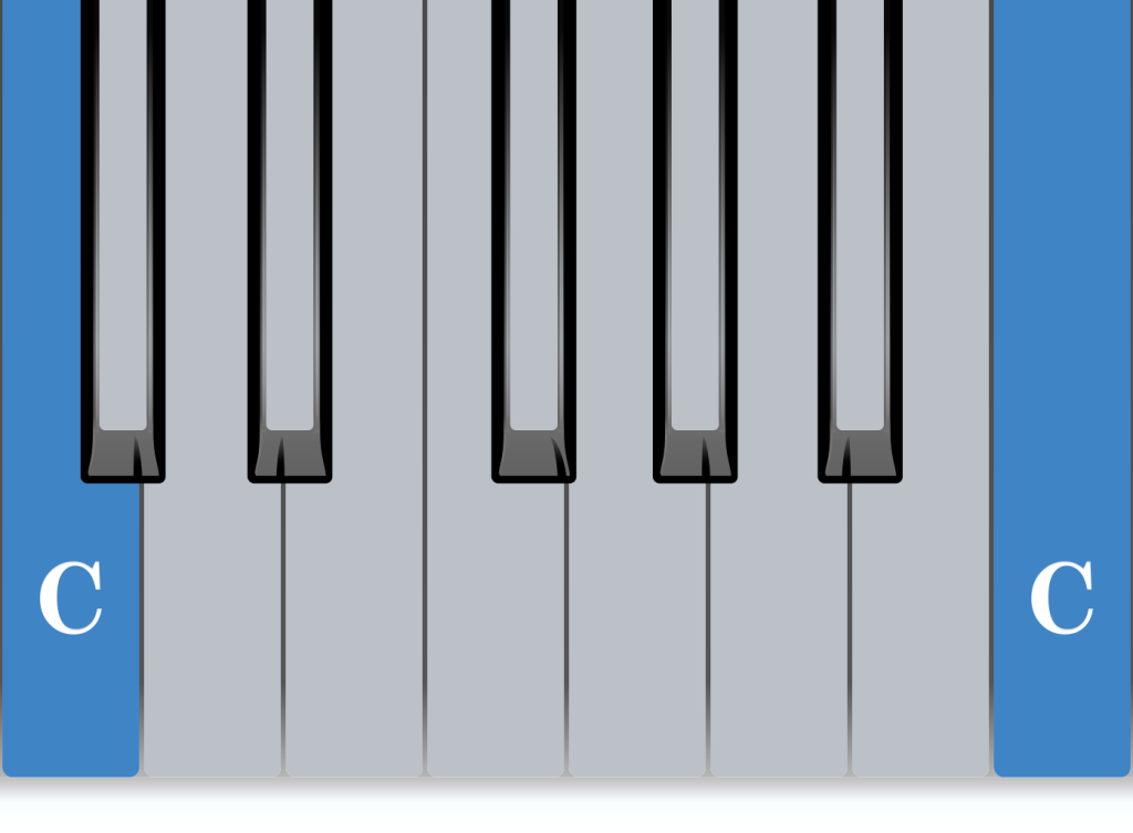 Octave piano interval from C, C, notes diagram