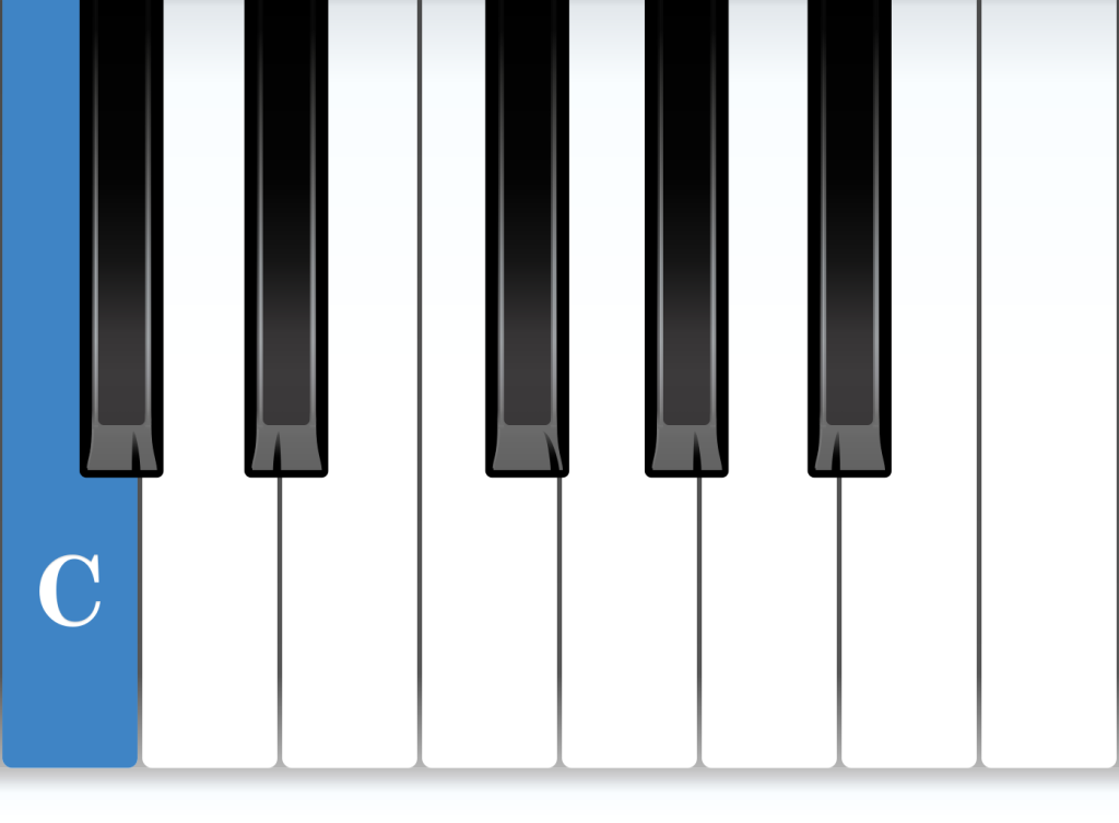 Unison piano interval from C, C, notes diagram